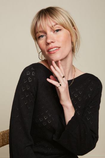 audrey trompeta manga corazón ajour ZD4DX82 vestir negro mujer King Louie