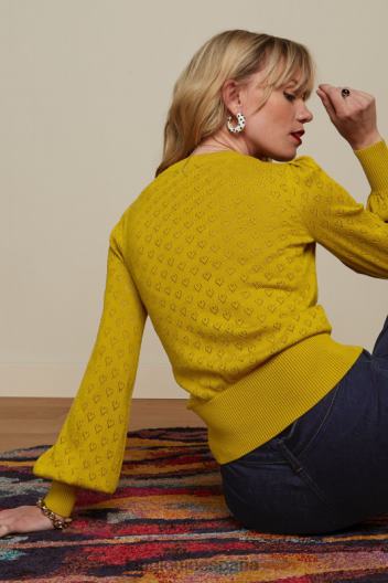 bella top con mangas acampanadas corazón ajour ZD4DX86 vestir curry amarillo mujer King Louie