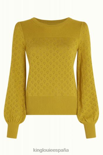 bella top con mangas acampanadas corazón ajour ZD4DX86 vestir curry amarillo mujer King Louie