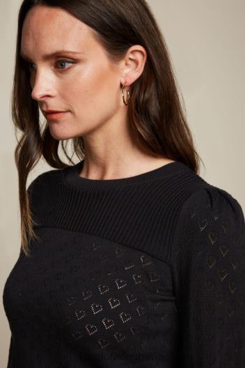 bella top con mangas acampanadas corazón ajour ZD4DX87 vestir negro mujer King Louie