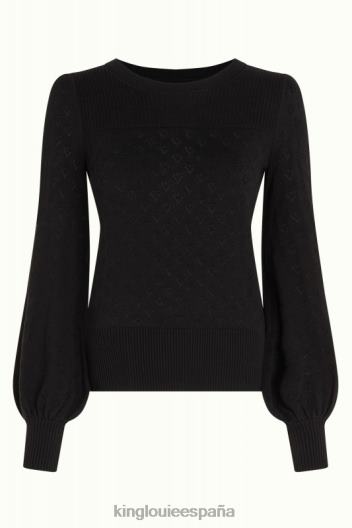 bella top con mangas acampanadas corazón ajour ZD4DX87 vestir negro mujer King Louie