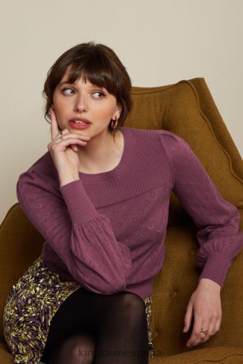 bella top con mangas acampanadas corazón ajour ZD4DX89 vestir rojo granate mujer King Louie