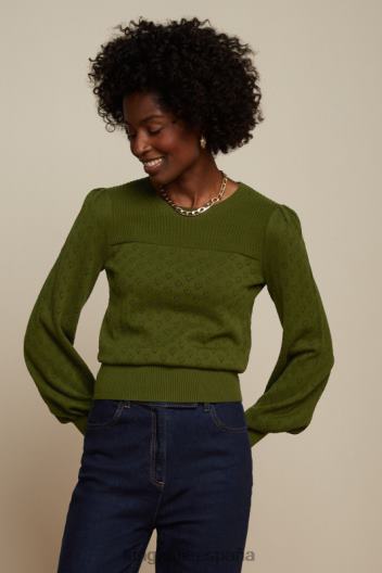 bella top con mangas acampanadas corazón ajour ZD4DX90 vestir verde oliva mujer King Louie