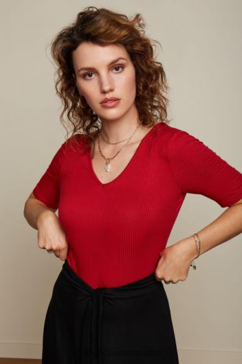 carice v top uni canalé ZD4DX100 vestir rojo rubí mujer King Louie