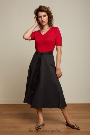 carice v top uni canalé ZD4DX100 vestir rojo rubí mujer King Louie