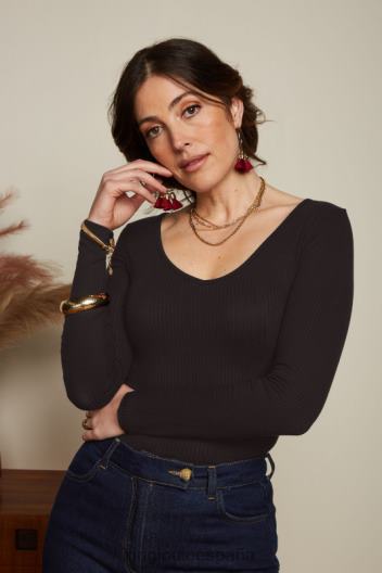 carice v top uni canalé ZD4DX52 vestir negro mujer King Louie