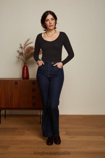 carice v top uni canalé ZD4DX52 vestir negro mujer King Louie