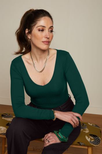 carice v top uni canalé ZD4DX53 vestir Pino verde mujer King Louie