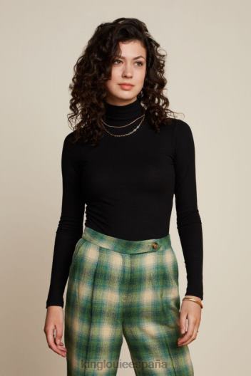 top con cuello vuelto y canalé unicolor ZD4DX103 vestir negro mujer King Louie