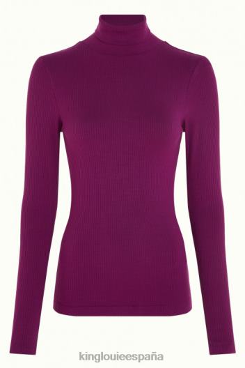 top con cuello vuelto y canalé unicolor ZD4DX48 vestir caspia morada mujer King Louie