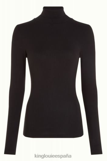 top con cuello vuelto y canalé unicolor ZD4DX49 vestir negro mujer King Louie