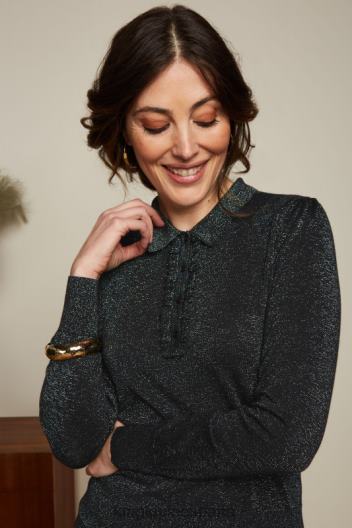 top polo con volantes lapislázuli ZD4DX67 vestir negro mujer King Louie