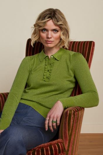 top polo con volantes lapislázuli ZD4DX68 vestir verde leñera mujer King Louie